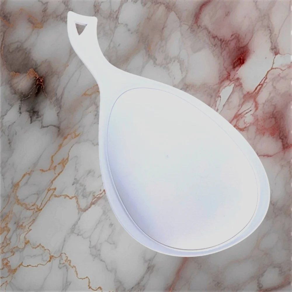 Oversized Vanity Mirror New in Box Contoured Handle White Plastic Frame